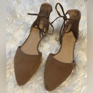 Suede lace/tie flats